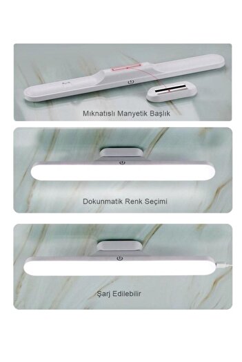 SeKaTech 5 Watt Şarjlı Led Işık Mıknatıslı Led Lamba Dimmerli Nova Beyaz Hero Led Aplik 3 Farklı Renk Işık