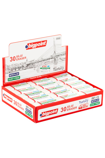 Bigpoint Dust-Free Eraser White (Medium Size) (30 Pcs)