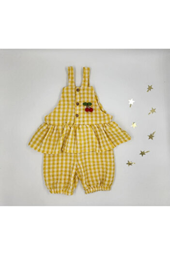 By Cwhr Strappy Baby Girl Summer Jumpsuit - 100% Cotton Crepe, Buttoned Front, Ruffle, Polka Dot Pattern