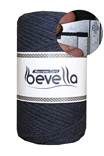 Bevella Macrame Cord Premium 3 Büküm Burgulu Pamuk Makrome Ipi 3 Mm 250 gr Lacivert
