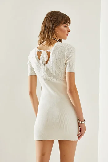 Bianco Lucci Knitwear Women's Dress - Back Detailed, Model20246136