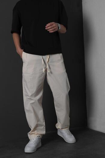 Slatra Beige Men's Thin Baggy Fabric Trousers