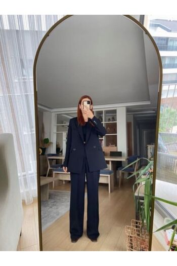 bonnline Black Palazzo Pants and Jacket Set - Pleat Detailed Dress
