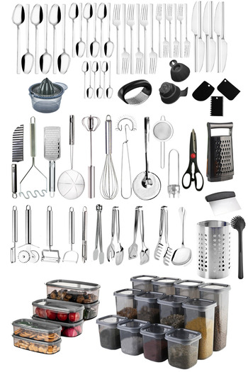 Mirilliahome 87 Pieces 6 Persons Fork Spoon Knife Set 36 Pieces Dinnerware Storage Container Dowry Set