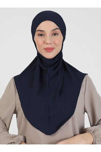 Ecardin Navy Blue Crepe υφασμάτινο τουρμπάνι με δεμένη ζώνη - St 091