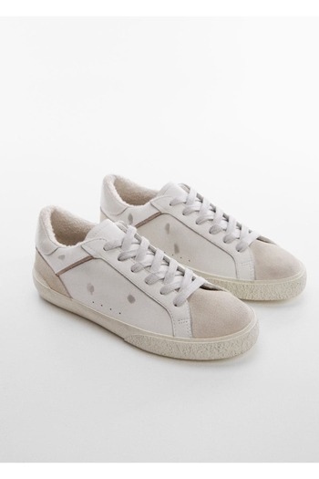 MANGO Woman Δερμάτινα sneakers με ταλαιπωρημένη εμφάνιση