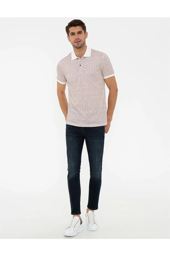 Pierre Cardin Ecru Polo Neck Slim Fit T-Shirt