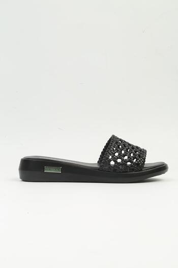 Pierre Cardin PC-3527 Model Black Straw Women's Slippers