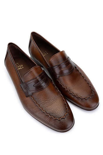Tamer Tanca Men's Tan Loafers - Genuine Leather Shoes