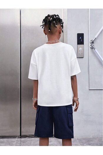 LePold Boy's Text Printed T-Shirt and Shorts Set