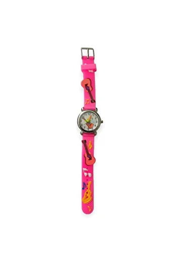 efmues Pink Silicone Cord Children's Wristwatch - Analog Design