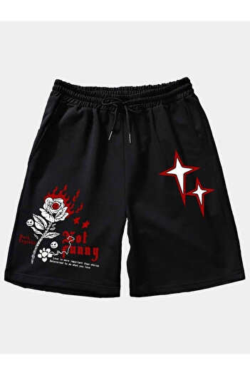 Gofeel Unisex Y2k Star Rose Printed Oversize Shorts