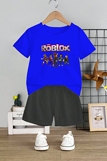 MYADA Roblox nyomtatott gyerek szett - Crew nyakú, elasztikus rövidnadrág, 2 részes készlet 11001