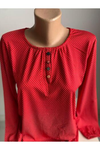 sevdalı Women's Pomegranate Flower Dot Special Series Mother's Jersey Blouse
