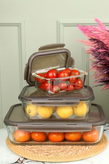 Viyalente Lock & Lock Ultra Durable Glass Storage Set - 750ml, 2lt, 3.6lt| 400°C Safe as Heat