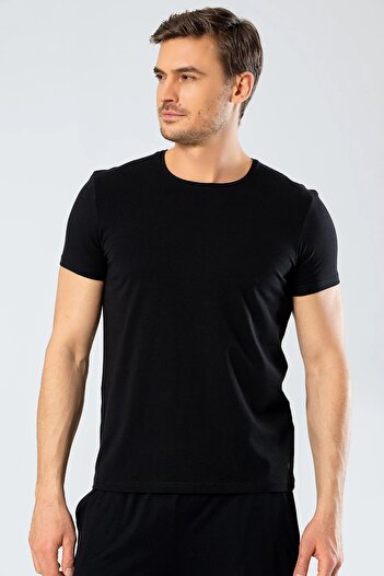 Cacharel Men's Crew Neck 95% Cotton T-shirt - Short Sleeve, Elastane 5%