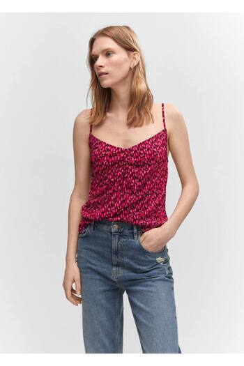 MANGO Woman Patterned Gathered Blouse