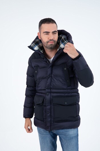 G-FOX Men's Long Fixed Hooded Padded Wind Resistant Water Repellent Puffer Jacket 9707