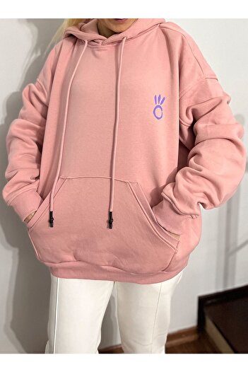 ALLGELSİN Hooded Oversize Sweatshirt Tops Cotton Sweatshirt