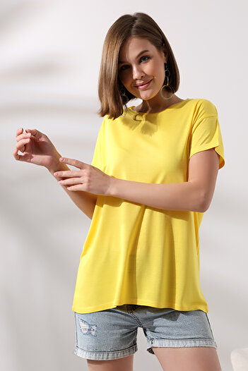 Endies Μπλουζάκι Casual Crew Neck 21256 ΑΝΟΙΧΤΟ ΚΙΤΡΙΝΟ