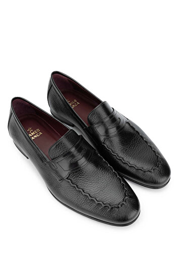 Tamer Tanca Genuine Leather Black Men's Loafer Shoes