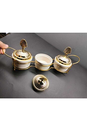 kurt41 Luxury Breakfast Set - 3 Compartments with Metal Stand
