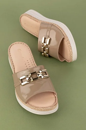 Gondol Genuine Leather Orthopedic Sole Stylish Buckle Slippers Imk.8630
