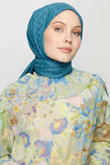 VALORSCARF Valor bloom desen ipek jakar şal petrol