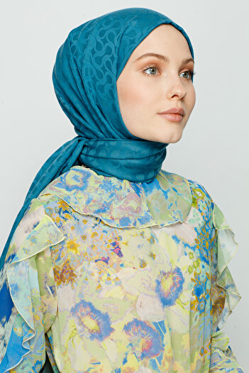 VALORSCARF Valor bloom desen ipek jakar şal petrol