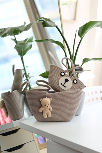 Moom Bag Beige Knitted - 2-Piece Mother and Daughter Handbag with Accessory Detail