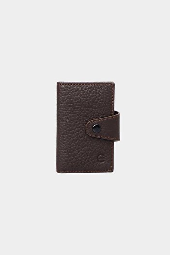 Grande 827 Model - Genuine Leather, Vertical Snap Accordion Card Holder Wallet, Flother Brown