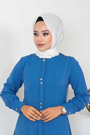 SGS Indigo Hijab Tunic - Button Detailed