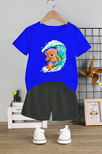 MYADA Wave Rider Surfing Bear Printed Children's Set - Crew Neck Set of 2 12720