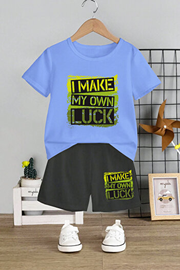 MYADA 19920 Model Kids Set - Crew Neck, "I Make My Own Luck" Printed, Set of 2
