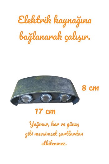 fullreyon Antik Eskitme 10 Watt Günışığı Ledli  Dekoratif Işık Süzmeli İç ve Dış Mekan Led Aplik Led Armatür
