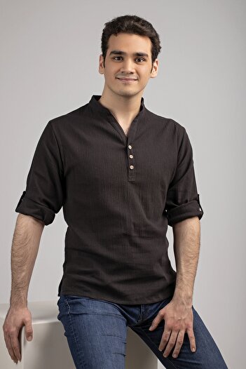 Botex 100% Organic Cotton Authentic Men's Shirt - Black