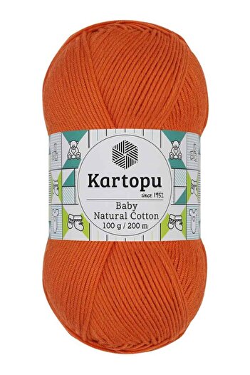 Kartopu Βρεφικό φυσικό βαμβακερό νήμα πλεξίματος χειρός 100 γρ. Πορτοκαλί K202