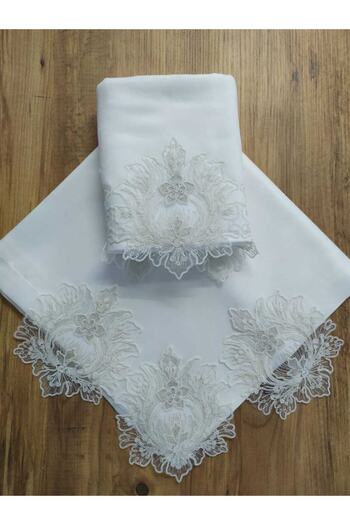 Çeyiz Bahçesi Dowry French Lace Ahva Cream 2-Piece Bundle Set