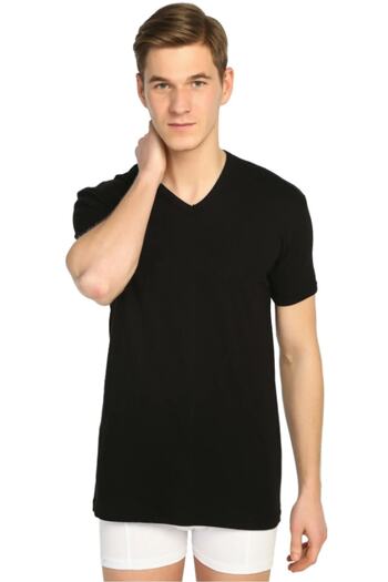 Tutku 10 Pieces Black Color V-Neck Short Sleeve Undershirt Undershirt