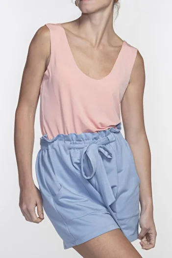 BASIC&CO Hope Strap U-collar Salmon Color Tank Top