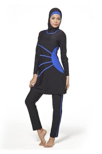 Adasea 0385 Black-blue Full Length Lycra Hijab Swimsuit