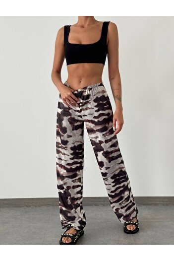 İLKCET MODA Satin Patterned Women's Trousers
