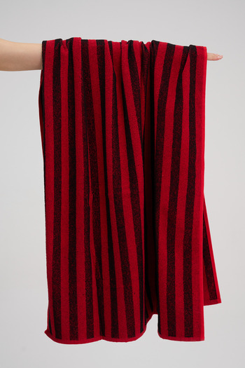 Homelover 70x140cm Luce Scura Red Striped Cotton Beach and Pool Towel