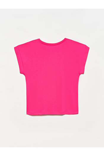 Dilvin Βαμβακερό χτενισμένο μπλουζάκι 3504 Fuchsia Crew Neck
