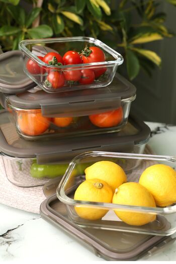Viyalente Lock & Lock Ultra Durable Glass Storage Set - 380ml, 630ml, 1lt, 1.6lt| 400°C Safe as Heat