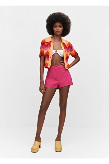 MANGO Woman High-waisted straight-cut shorts