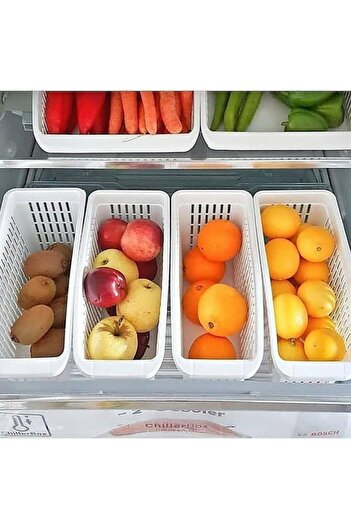 Marketonya 5 bucăți coșuri de organizare albe, set de organizare pentru frigider și dulap