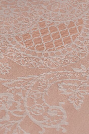 Tropikhome Pano Lace Pamuklu Masa Örtüsü 8 Kişilik 150x220 Cm Masa Örtüsü Pudra