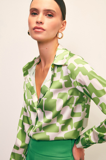 Sateen Patterned Flat Shirt - GREEN