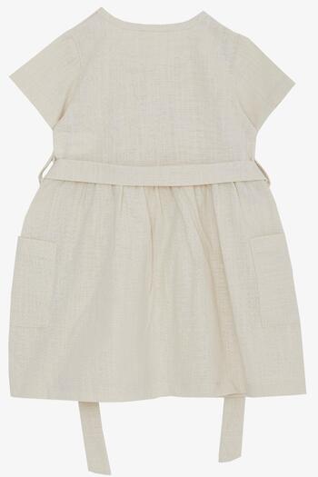 Breeze Girl's Linen Dress Buttoned with Side Pockets 1.5-5 Years, Cream